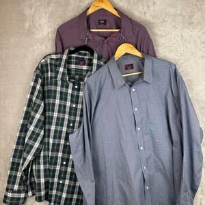 UNTUCKit Mens 3XL Shirt Bundle Lot of 3 Relaxed Fit Plaid Check Blue Maroon XXXL